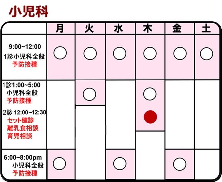 一般小児科外来時間表